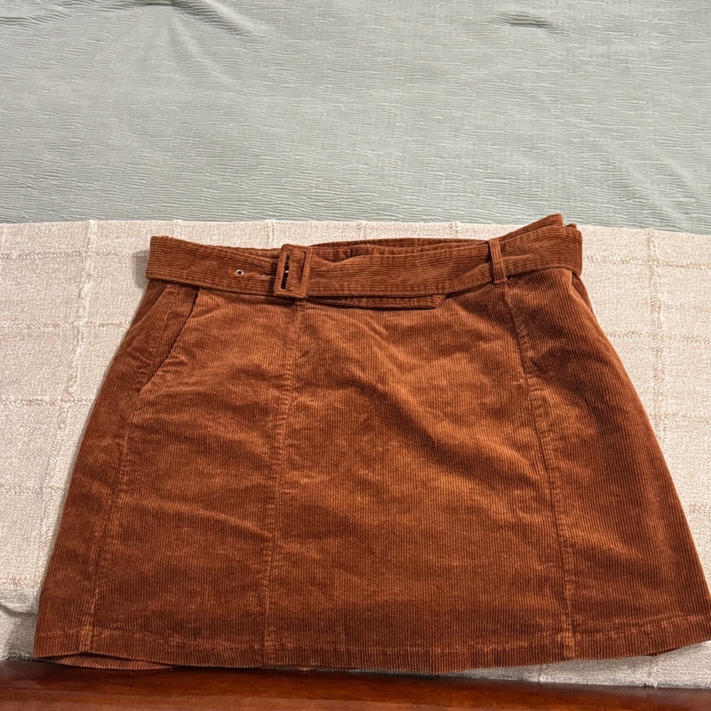 Eloquii Rust Corduroy Mini Skirt